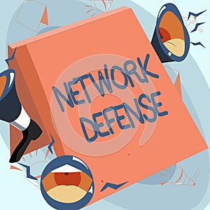 Writing displaying text Network Defense. Business idea easures to protect and defend information from disruption Lips