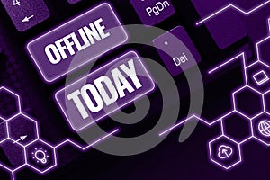 Writing displaying text Offline. Business approach Not having directly connected to a computer or external network
