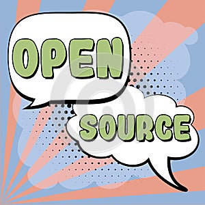 Conceptual display Open Source. Conceptual photo denoting software which original source code freely available