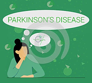 Writing displaying text Parkinson s is Disease. Business idea nervous system disorder that affects movement Illustration