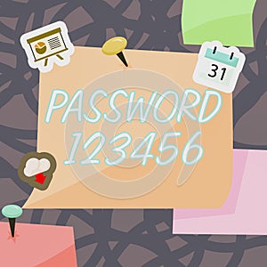 Writing displaying text Password 123456. Business concept the hidden word or expression to be used to gain access to