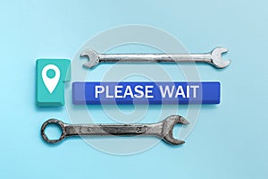 Writing displaying text Please Wait. Business idea to pause any implemented action immediately and hold on