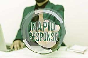 Writing displaying text Rapid Response. Business concept Medical emergency team Quick assistance during disaster Remote
