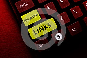 Writing displaying text Related Links. Conceptual photo Website inside a Webpage Cross reference Hotlinks Hyperlinks