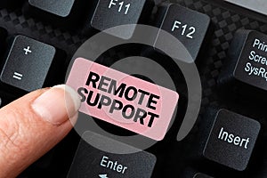 Writing displaying text Remote Support. Business overview help endusers to solve computer problems and issues remotely