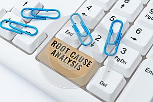 Sign displaying Root Cause Analysis. Business approach Method of Problem Solving Identify Fault or Problem