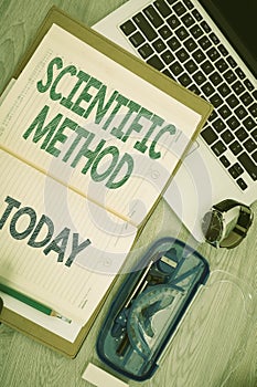 Writing displaying text Scientific Method. Word for Principles Procedures for the logical hunt of knowledge Opened Empty