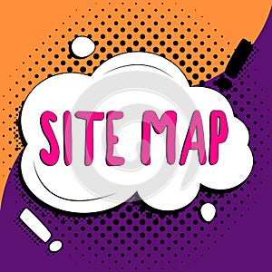 Writing displaying text Site Map. Business overview designed to help both users and search engines navigate the site