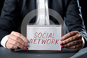 Writing displaying text Social Network. Business overview a framework of individual linked by interpersonal relationship