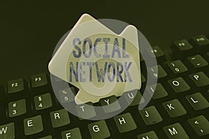 Writing displaying text Social Network. Internet Concept a framework of individual linked by interpersonal relationship