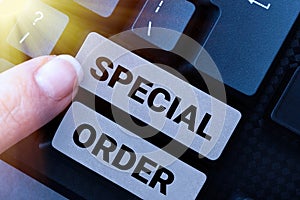 Conceptual display Special Order. Business overview Specific Item Requested a Routine Memo by Military Headquarters photo
