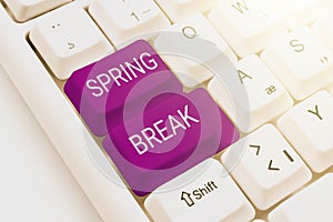 Writing displaying text Spring Break. Business approach Vacation period at school and universities during spring -48880