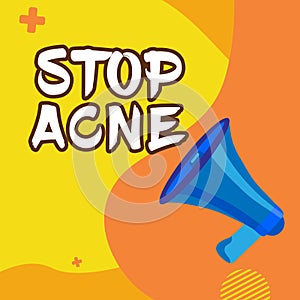 Writing displaying text Stop Acne. Business idea control the occurrence of inflamed sebaceous glands in the skin