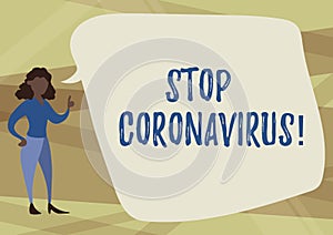 Writing displaying text Stop Coronavirus. Business approach Disease awareness campaign fighting to lessen the COVID19