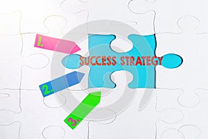 Writing displaying text Success Strategy. Internet Concept provides guidance the bosses needs to run the company