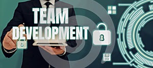 Writing displaying text Team Developmentlearn why and how small groups change over time with graphs. Business concept