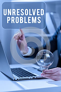 Writing displaying text Unresolved Problems. Word for those Queries no one can answer Unanswerable Questions