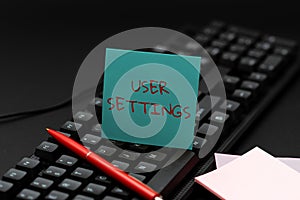 Text caption presenting User Settings. Business approach Configuration of appearance Operating System Personalized