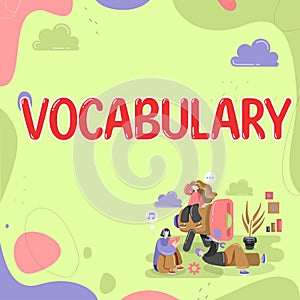 Writing displaying text Vocabulary. Word Written on collection of words and phrases alphabetically arranged and