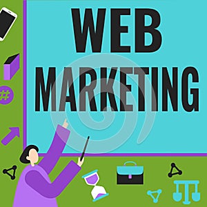 Writing displaying text Web Marketing. Concept meaning Electronic commerce Advertising through internet Online seller