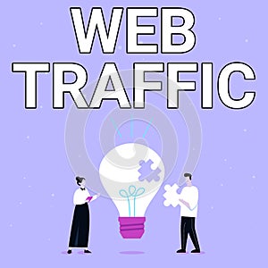 Writing displaying text Web Traffic. Word Written on amount of web users and attempted visit measured of a website