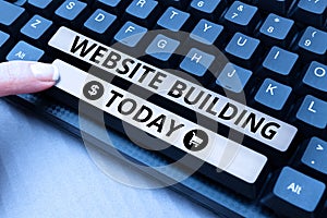 Writing displaying text Website Building. Word for site is constructed according to the clients needs