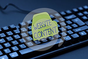 Writing displaying text Website Content. Conceptual photo single most important and soughtafter commodity on the web photo