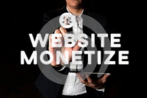 Writing displaying text Website Monetize. Business showcase critical component to protect and secure websites Frame