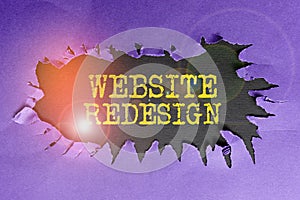 Writing displaying text Website Redesign. Word for modernize improver or evamp your website's look and feel