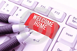 Conceptual display Welcome Home. Business idea Expression Greetings New Owners Domicile Doormat Entry photo
