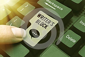 Writing displaying text Writer S Block. Word Written on Condition of being unable to think of what to write Editing New