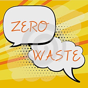 Writing displaying text Zero Waste. Concept meaning industrial responsibility includes composting, recycling and reuse