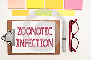 Writing displaying text Zoonotic Infection. Business concept communicable disease transmitted by a nonhuman viral agent