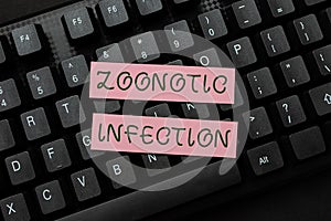 Writing displaying text Zoonotic Infection. Business overview communicable disease transmitted by a nonhuman viral agent