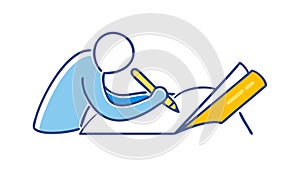 Writing Documentation Icon: Person with Notepad, vector design Generative AI