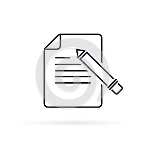 Writing Glyph Vector Icon. Contact form write or edit flat design sign, line pictogram isolated on white.