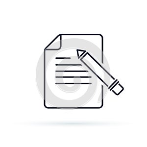 Writing Glyph Vector Icon. Contact form write or edit flat design sign, line pictogram isolated on white. photo