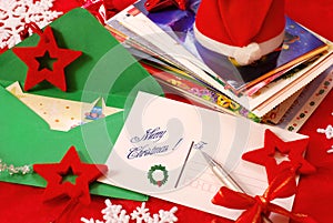 Writing greeting cards for christmas photo