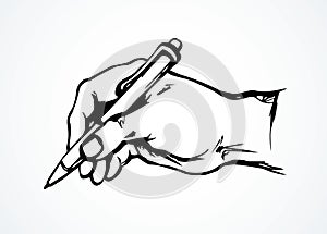 Writing hand. Vector drawing