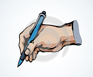 Writing hand. Vector drawing