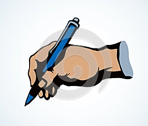 Writing hand. Vector drawing