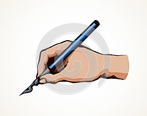 Writing hand. Vector drawing