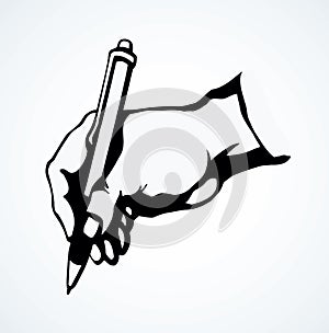 Writing hand. Vector drawing