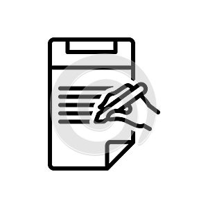 Black line icon for Writing, article and scripture