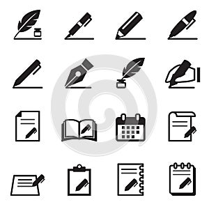 Writing icons set Vector illustration