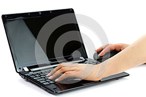 Writing on laptop