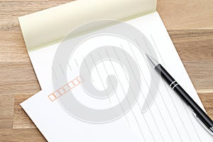 Writing letter paper with ballpoint pen