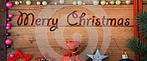 Writing Marry Christmas with Christmas Decoration