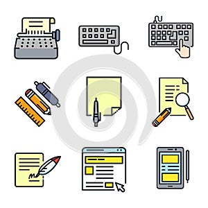 Writing Media Simple Icon Color Illustration