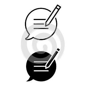 Writing message icon vector set. communicate illustration sign. chat room symbol.